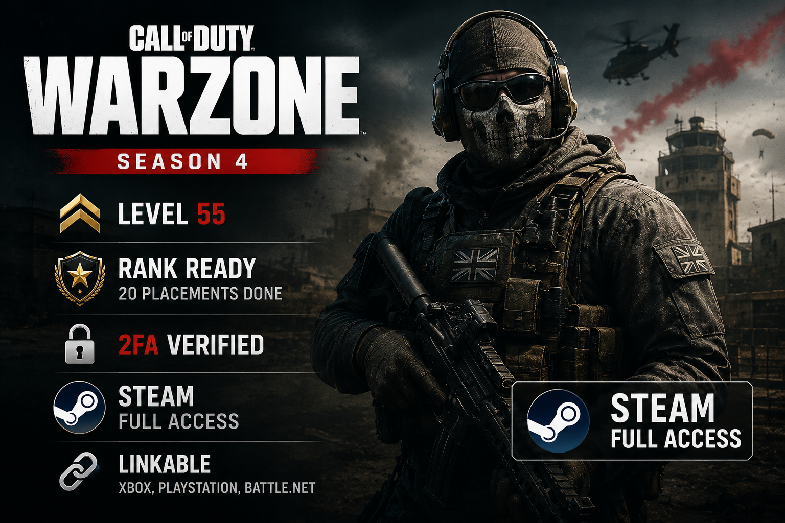 BO7 & WARZONE LVL 55 RANK READY