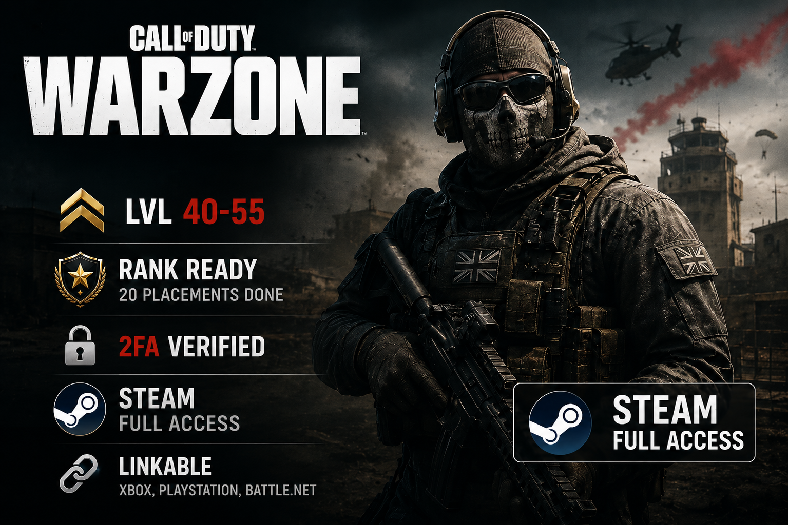 BO7 & WARZONE LVL 40-55 RANK READY